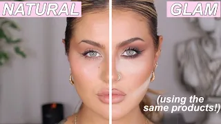 GLAM VS NATURAL MAKEUP... USING THE SAME PRODUCTS | JAMIE GENEVIEVE