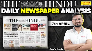 Daily HINDU for CLAT 2025 (7th April) | The HINDU by Swatantra Sir | Daily Hindu Newspaper Analysis