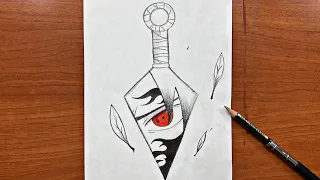 Easy to draw || how to draw sasuke  in Kunai || step-by-step