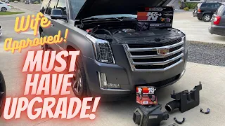 Cadillac Escalade Cold Air Intake Install & Review! K&N Performance Intake Improve Throttle Response