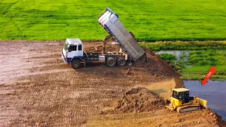 The best big project!! I have never seen the best working truck and bulldozer