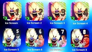 Ice Scream 1, 2, 3, 4, 5, 6, 7 & 8 Gameplay | Ice Scream 8|Ice Scream 7|Horror Gameplay|Horror Game