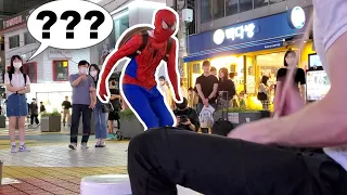 When You are Busking and a WILD SPIDERMAN Appears