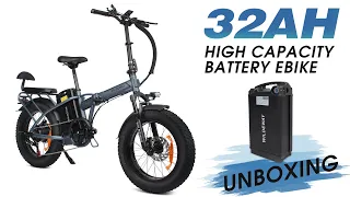 Upgrade 32Ah Battery WILDEWAY FW11 Electric Bike 750W Fat Tire Folding Bike Unboxing#ebike #bicycle