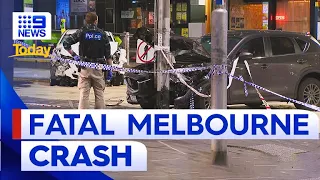 One dead, man arrested after car crashes into pedestrians in Melbourne’s CBD | 9 News Australia