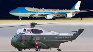 President Trump, Air Force One Landing and Boarding the Marine One Helicopter