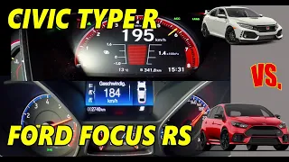 Sound and Speed: Ford Focus RS (350 HP) vs Honda Civic Type R (320 HP) Drag Race with E-commerce"