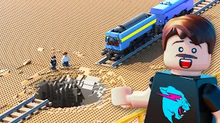 MrBeast Train Vs Giant Pit in Lego
