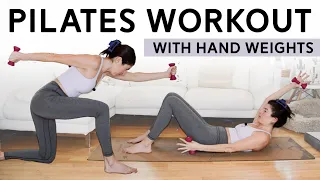 Total Body Pilates Workout with Light Hand Weights (45 Min Class) - Wrist-friendly!