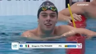 Gregorio Paltrinieri storico oro e record europeo nei 1500 stile libero Europei 2016 Londra