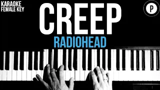 Radiohead - Creep Karaoke SLOWER Instrumental Acoustic Piano Cover Lyrics On Screen FEMALE KEY