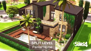 SPLIT LEVEL PAINTER HOME - Stop Motion Speed Build (NO CC) - The Sims 4