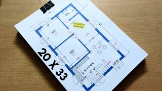 20x33 small village house plan design II 20 by 33 ak accha ghar ka naksha II 2 bedroom floor design