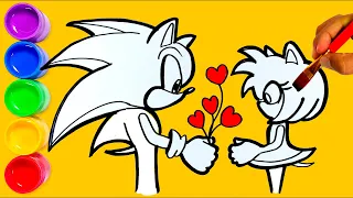 🔵🔴 Coloring and Drawing SONIC and AMY ROSE The Hedgehog (2020) sonic coloring books - Play Color