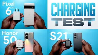 Google Pixel 6 Pro vs Galaxy S21 Ultra vs Honor 50 | ULTIMATE Charging Test