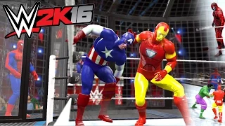 WWE 2K16 - Spiderman VS Carnage VS Hulk VS Captain America VS Iron Man VS Thor