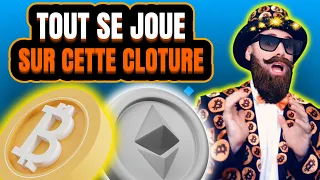 ⚠️BITCOIN (BTC), ETHEREUM (ETH) & CRYPTOS : tout se joue sur cette cloture !!!⚠️(analyse et trading)