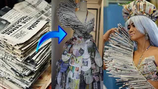 NEWSPAPER DRESS | RECYCLED DRESS | GEOMETRIC FASHION DESIGN