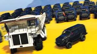 GTA 5 COPS & ROBBERS - БЕЛАЗ ПРОТИВ 20 БРОНИРОВАННЫХ ИНСУРГЕНТОВ СНОСЯТ ВСЕ НА СВОЕМ ПУТИ БЕЗ ПДД!