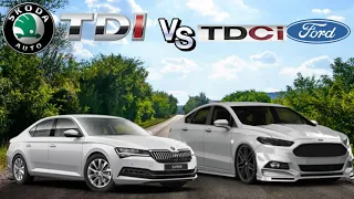 Ford Mondeo 2.0 TDCI 210 hp VS Skoda Superb 2.0 tdi 190 hp - race