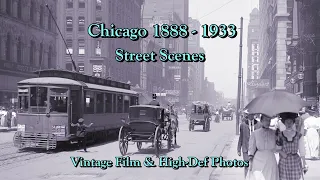 Chicago History | Street Scenes 1888 -1933  Autos Arrive.  Old Hi-Def Photos & Vintage Film【4K】