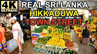 Walking in Sri Lanka HIKKADUWA Streets - 4K 60FPS HDR, Street Sounds, ASMR, No Talk