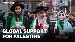 Supporters of Palestine flock to New York's Times Square
