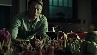 Mads Mikkelsen in Hannibal - cooking for party