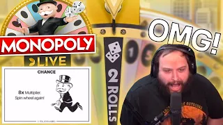 CRAZY 8X CHANCE ON 2 ROLLS! MONOPOLY LIVE SESSION!