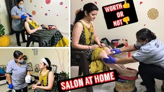 Salon Service At Home | घर पर कराया Wax, Facial, Threading By UC | Worth Or Not? Shikha Tyagi