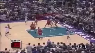 The Last Shot. Michael Jordan takes his final shot for the Chicago Bulls.