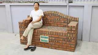 DIY relaxation chair from red brick and cement