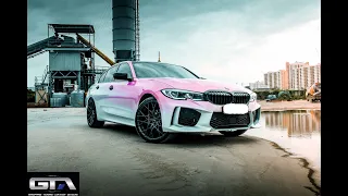 Qúa trình dán và hoàn thiện Decal phối 2 màu trắng và hồng cho BMW 330i G20 | GTA Wrapping & Tuning