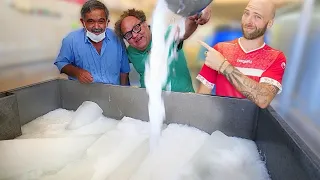 Persian ICE CREAM, Faloodeh Factory in Yazd, Iran! REFRESHING Iranian Sorbet Dessert!