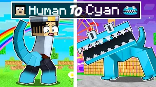 From Human to CYAN RAINBOW FRIEND in Minecraft!