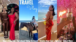 VLOG | Mom's Bday Trip + Horseback Riding On Beach + Dolphin Boat Tour + Ziplining + Igloo & More