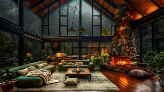 Forest Cabin Escape - Rainy Day Hideaway with Cozy Fireplace Ambiance for Tranquility, Comfort 🌧️🔥