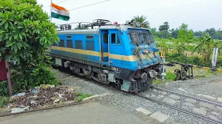 Deadly Furious Blue Monster WAP-7 Hauling Freight train Dangerous skipping throughout at railgate