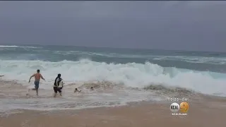 Man Saves Boy From Drowning From Powerful Waves