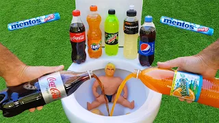 Cola Light, Fanta, Mtn Dew, Pepsi, Yedigün, Powerade VS Stretch Armstrong and Mentos in toilet