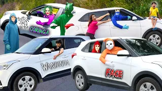 OS VILÕES FACE WANDINHA ADDAMS TUBE CORINGA AZUL BABÃO CARA DE SAPO PEGARAM O CARRO DA FAMÍLIA ROCHA