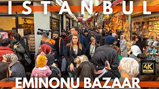 Istanbul Turkey 2023 Eminonu Bazaar 18 January Walking Tour | 4K ULTRA HD 60FPS