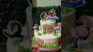 Masha and bear two tier cake image