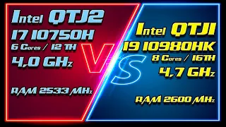 Core i7 10750H QTJ2 (4000MHz) vs Core i9 10980HK QTJ1 (4700MHz)