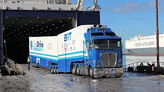 Supercars race transporters arrive in Melbourne on SeaRoad RoRo ship