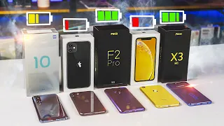 WHO'S LONGER # 2 🔋 iPhone 11, POCO X3, iPhone XR, Xiaomi Mi 10, POCO F2 Pro