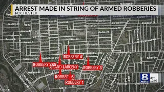 Man arrested after 7 armed robberies in Rochester