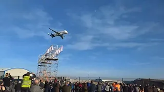 First flight of the Airbus Beluga XL into the UK, landing at the factory in Broughton near Chester