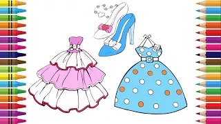 How to Draw Accessories for Princess, Coloring  High Heels and Dresses |  Accessories for Girls