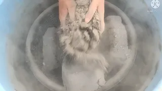 ASMR: super dusty crispy soft bombastic smashing of concrete sand slabs dry+water+dipping🤤